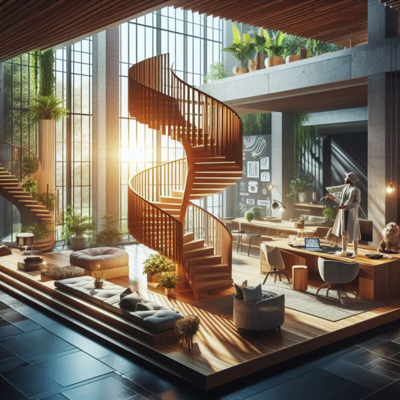 Escadas de madeira para sala