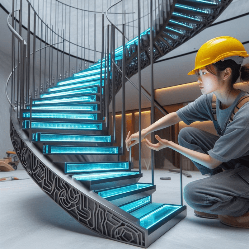 Escada de vidro tipo U