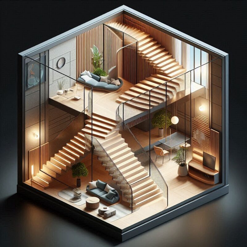 escada de madeira para sala