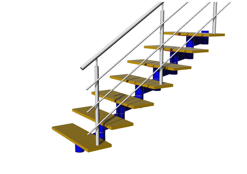 Escada modular com degraus de madeira