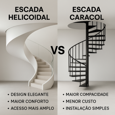 escada helicoidal x escada caracol