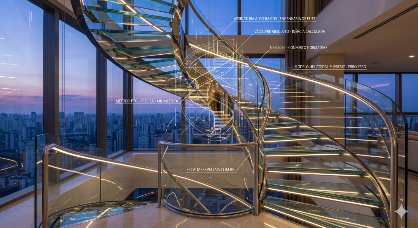Escada Espiral sob medida em São Paulo projetada por Aldo Ramos